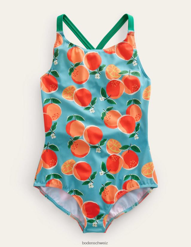 Boden Baby Badeanzug mit überkreuztem Rückenprint VH86PT3304 Kleidung Aquablaue Orangen