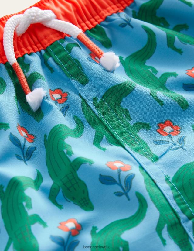 Boden Baby Badehose VH86PT465 Kleidung Aqua-Krokodil-Holzschnitt