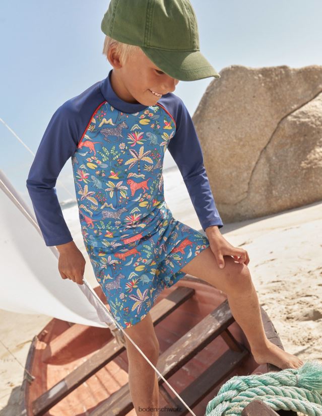 Boden Baby Bedruckte Rash-Weste VH86PT436 Kleidung Inselblauer tropischer Garten