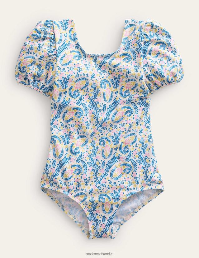 Boden Baby Bedruckter Badeanzug mit Puffärmeln VH86PT444 Kleidung Elfenbein Paisley