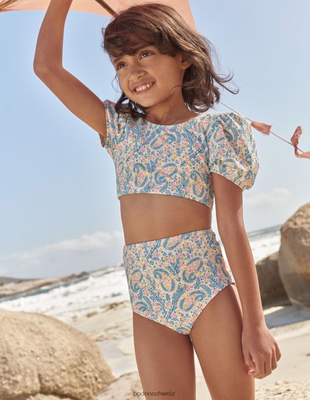 Boden Baby Bikini mit Puffärmeln VH86PT437 Kleidung Elfenbein Paisley