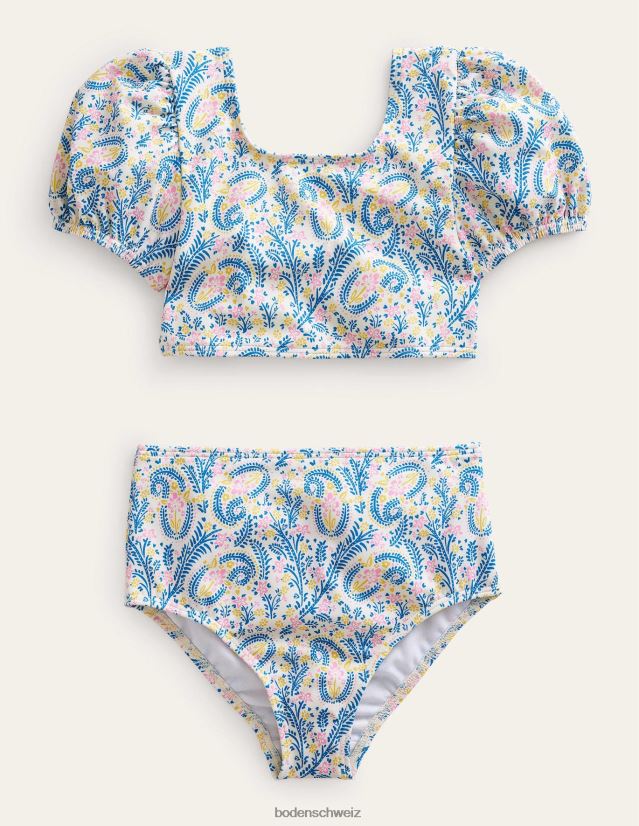 Boden Baby Bikini mit Puffärmeln VH86PT437 Kleidung Elfenbein Paisley
