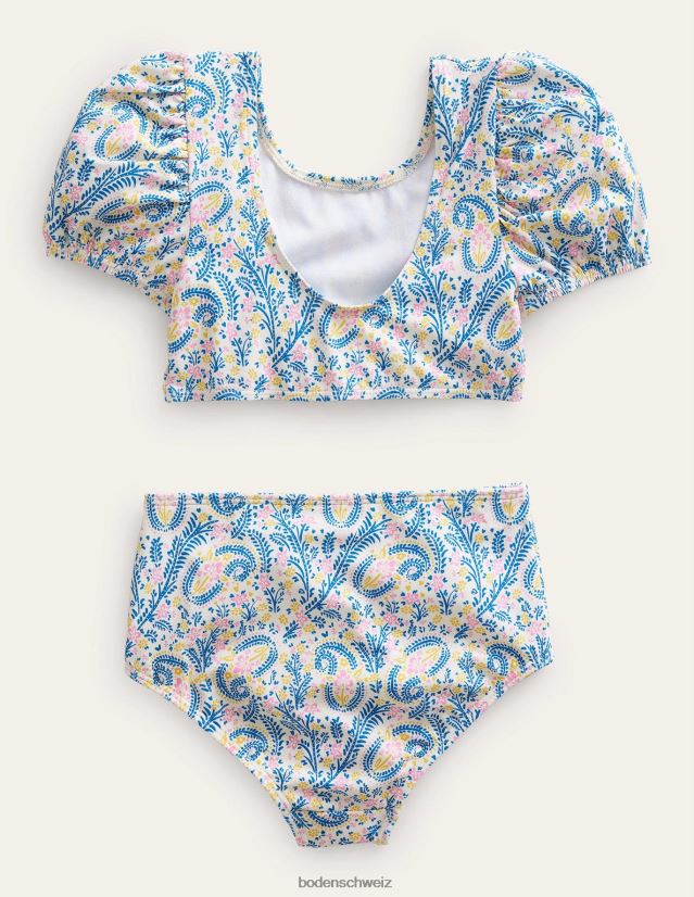 Boden Baby Bikini mit Puffärmeln VH86PT437 Kleidung Elfenbein Paisley