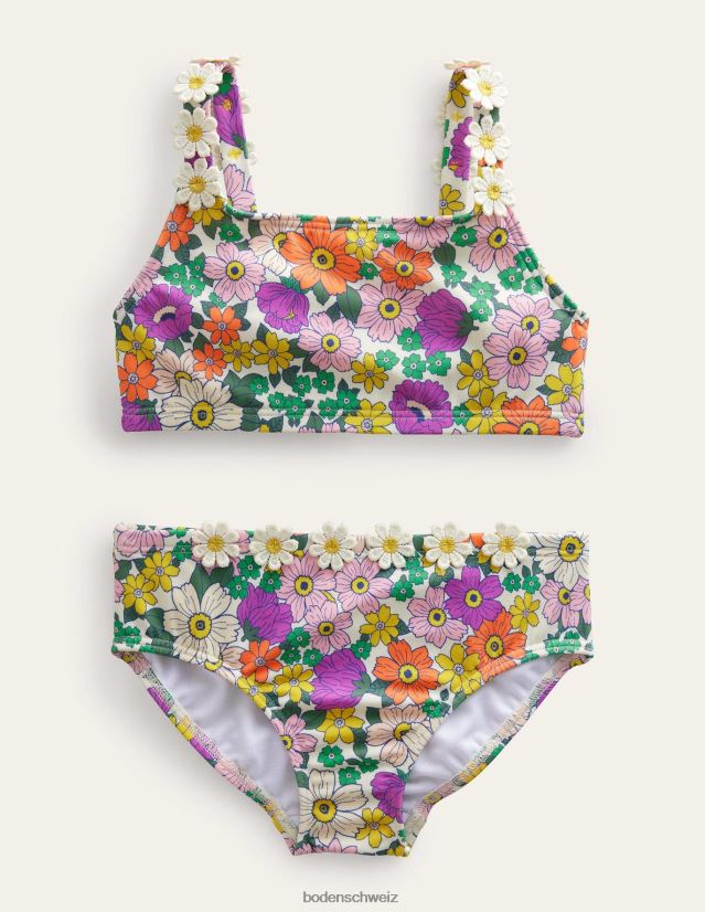 Boden Baby Gänseblümchen-Träger-Bikini VH86PT464 Kleidung Elfenbein und strahlende Orchideenblüten