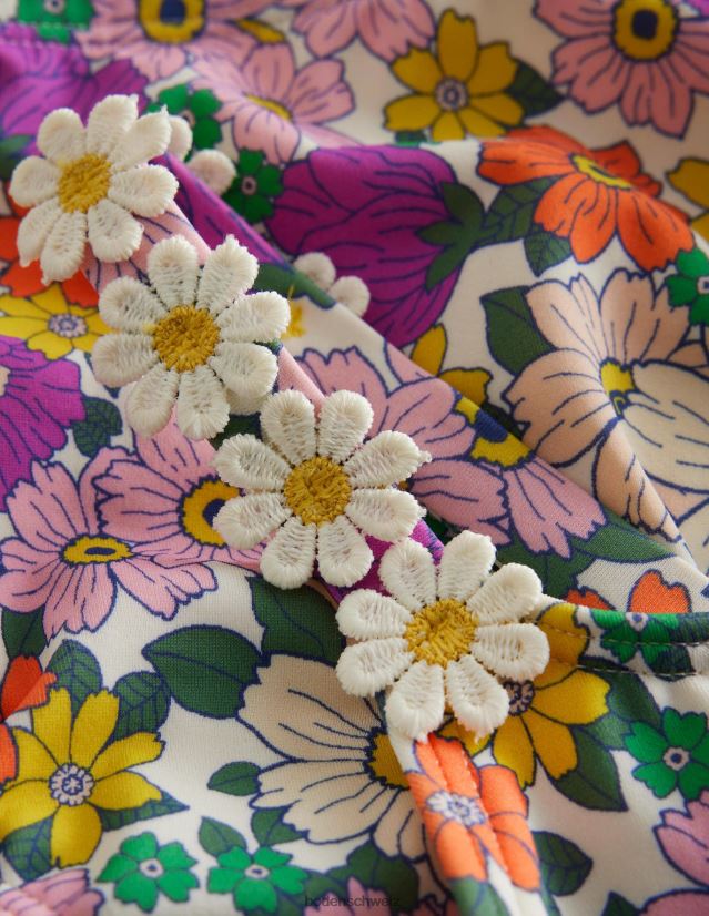 Boden Baby Gänseblümchen-Träger-Bikini VH86PT464 Kleidung Elfenbein und strahlende Orchideenblüten