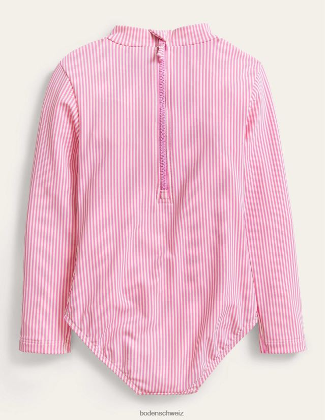 Boden Baby Langärmliger Badeanzug mit Rüschen VH86PT3456 Kleidung gekitzelter rosa und elfenbeinfarbener Streifen