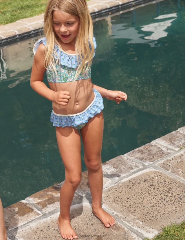 Boden Baby Rüschenbikini VH86PT3398 Kleidung Aquamarinblaue Blumenrebe