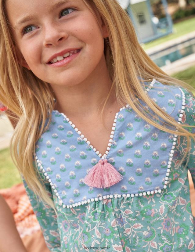 Boden Baby Rüschenbikini VH86PT3398 Kleidung Aquamarinblaue Blumenrebe