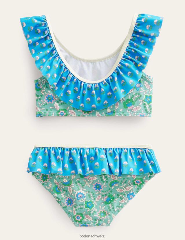 Boden Baby Rüschenbikini VH86PT3398 Kleidung Aquamarinblaue Blumenrebe