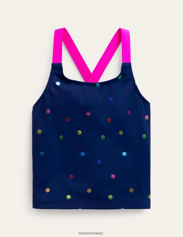 Boden Baby Tankini-Oberteil mit überkreuztem Rücken VH86PT458 Kleidung Regenbogenfolien-Konfetti-Spot