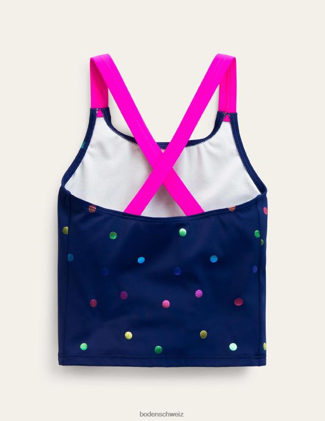 Boden Baby Tankini-Oberteil mit überkreuztem Rücken VH86PT458 Kleidung Regenbogenfolien-Konfetti-Spot