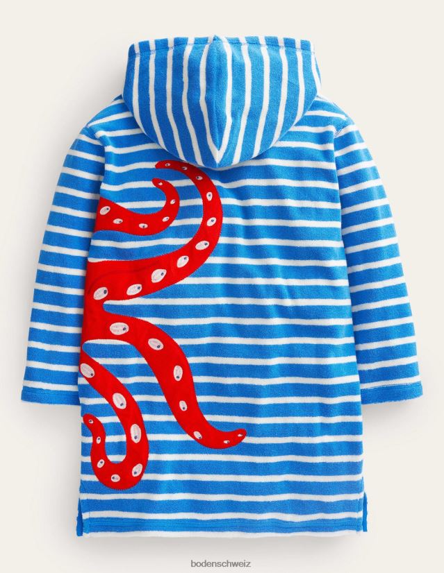 Boden Baby Überwurf aus Frottee mit Applikation VH86PT455 Kleidung Cabana blau/elfenbeinfarbener Oktopus