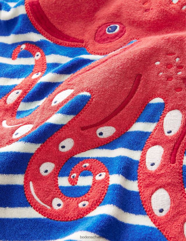 Boden Baby Überwurf aus Frottee mit Applikation VH86PT455 Kleidung Cabana blau/elfenbeinfarbener Oktopus