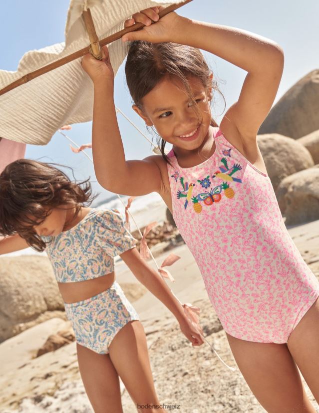 Boden Baby bestickter Badeanzug VH86PT441 Kleidung Festival rosa Sommerrebe