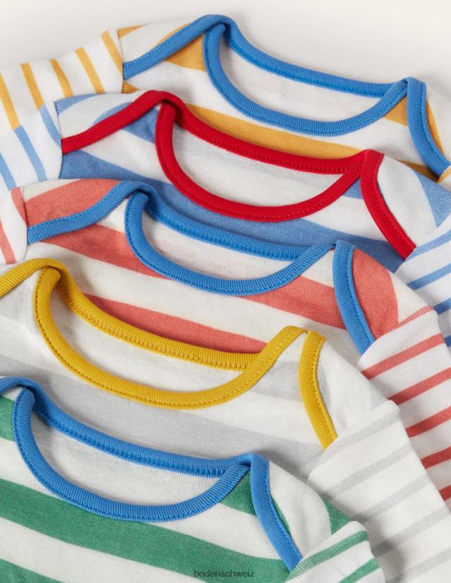 Boden Baby Gestreifte Bodys im 5er-Pack VH86PT3371 Kleidung Mehrstreifen