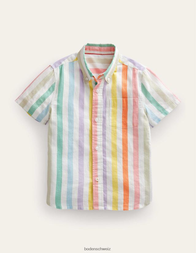 Boden Baby Baumwoll-Leinen-Hemd VH86PT3473 Kleidung Butterblume und Csarite-Regenbogen