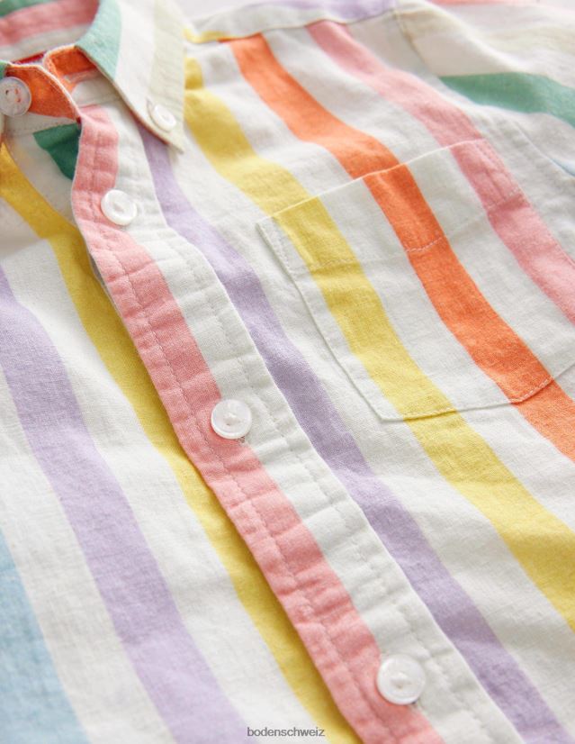 Boden Baby Baumwoll-Leinen-Hemd VH86PT3473 Kleidung Butterblume und Csarite-Regenbogen