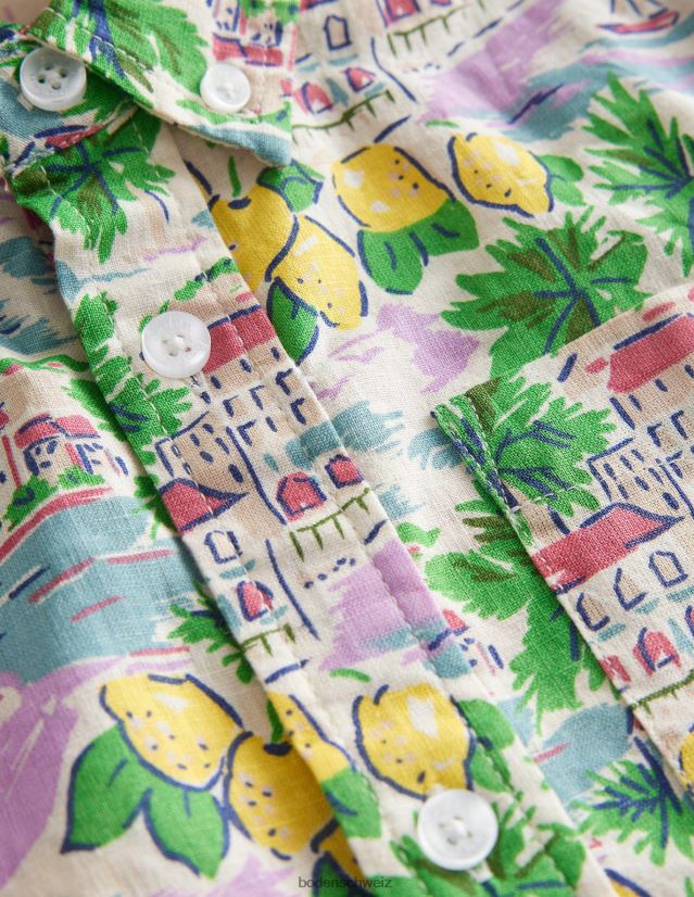 Boden Baby Baumwoll-Leinen-Hemd VH86PT3488 Kleidung Mehrszenendruck