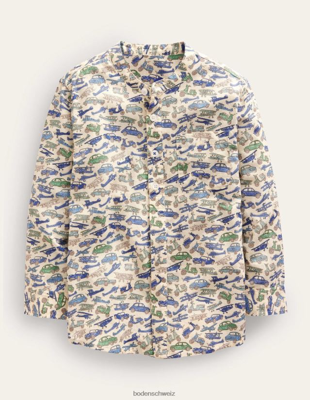 Boden Baby Gemustertes Opa-Shirt VH86PT3416 Kleidung blaue Fahrzeuge