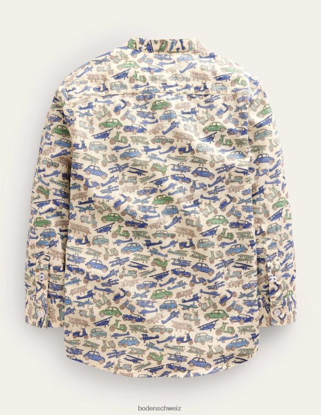 Boden Baby Gemustertes Opa-Shirt VH86PT3416 Kleidung blaue Fahrzeuge