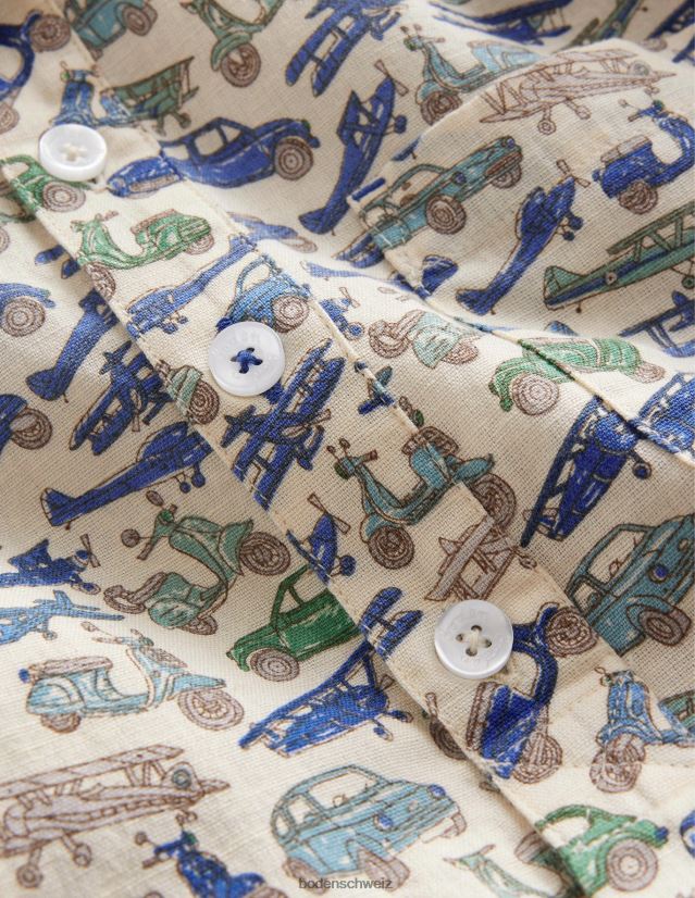 Boden Baby Gemustertes Opa-Shirt VH86PT3416 Kleidung blaue Fahrzeuge