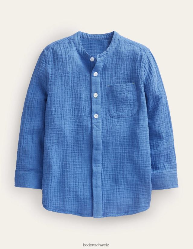 Boden Baby Grandad-Shirt aus doppeltem Stoff VH86PT3323 Kleidung Delfter Blau