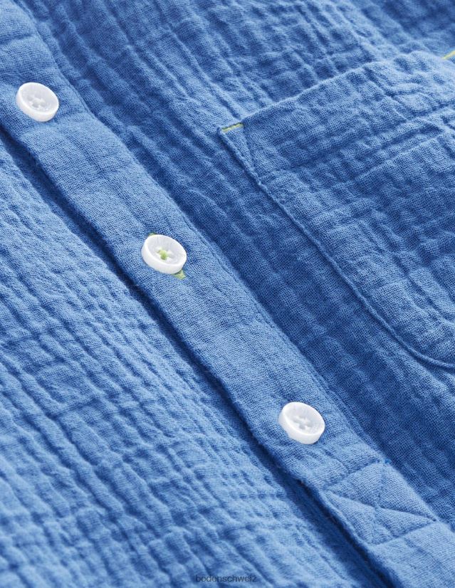 Boden Baby Grandad-Shirt aus doppeltem Stoff VH86PT3323 Kleidung Delfter Blau
