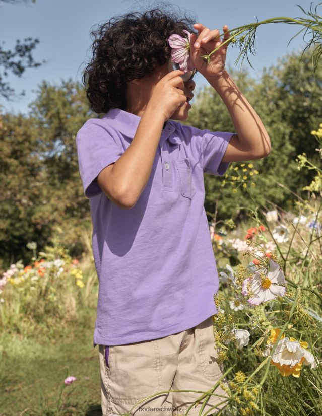 Boden Baby Poloshirt aus geflammtem Jersey VH86PT3314 Kleidung nebliger Lavendel