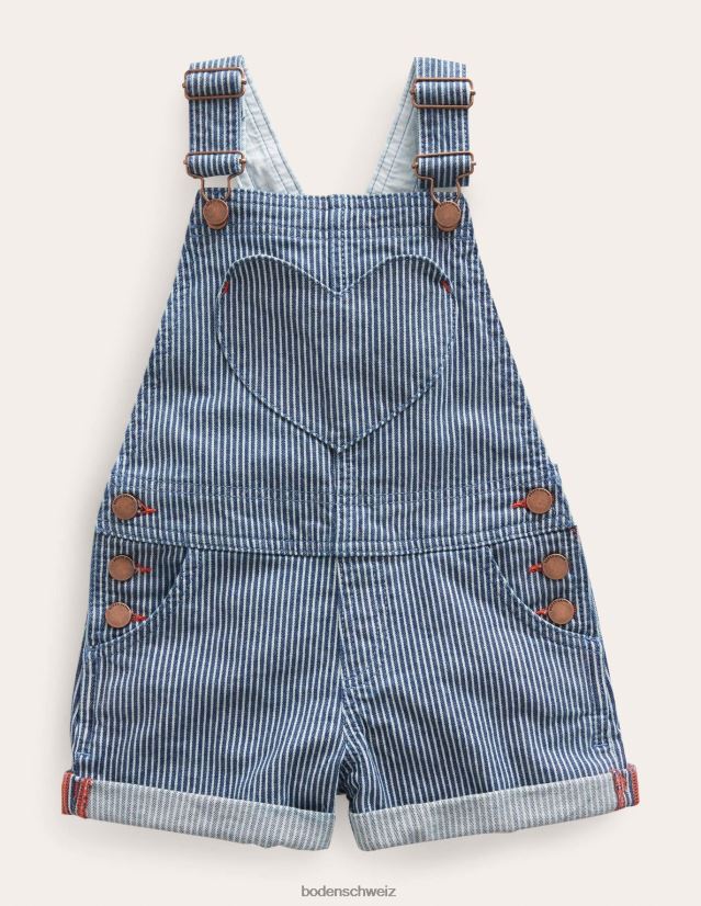 Boden Baby Kurze Latzhose mit Herztasche VH86PT3376 Kleidung Indigo-Ticking