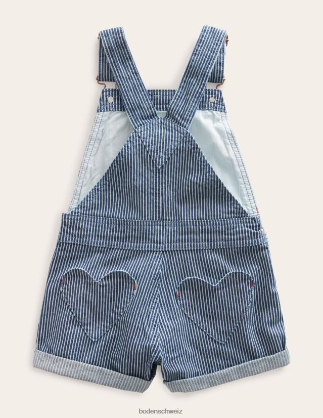 Boden Baby Kurze Latzhose mit Herztasche VH86PT3376 Kleidung Indigo-Ticking