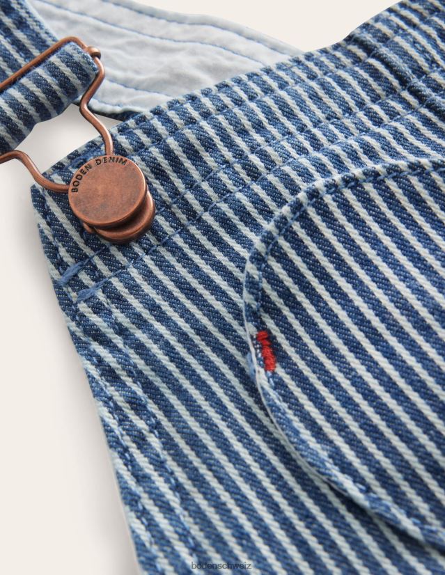 Boden Baby Kurze Latzhose mit Herztasche VH86PT3376 Kleidung Indigo-Ticking