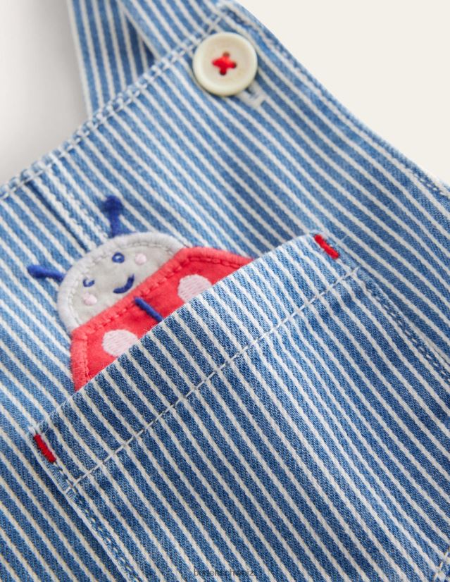 Boden Baby Latzhose mit gewebter Applikation VH86PT3486 Kleidung Penzance blau/elfenbeinfarbene Käfer