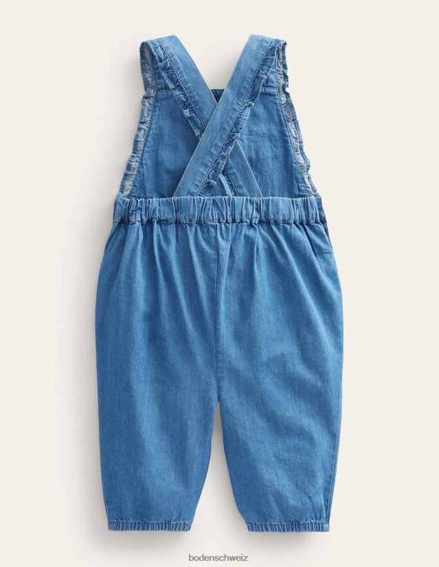 Boden Baby bestickte, gewebte Latzhose VH86PT3348 Kleidung mittleres Chambray