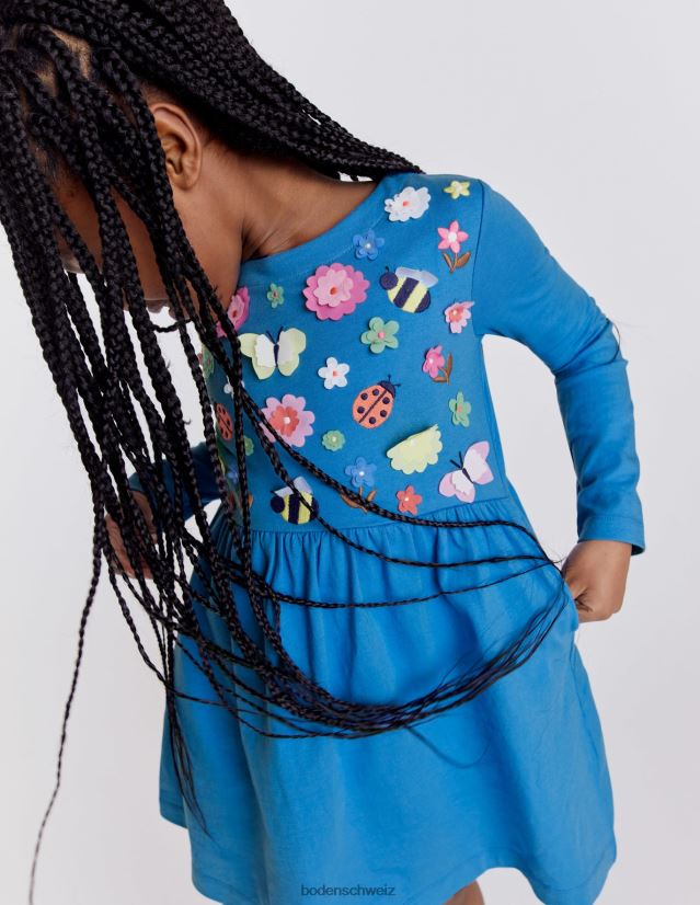 Boden Baby Flatterkleid aus Jersey VH86PT3384 Kleidung Penzanceblaues Blumenmuster