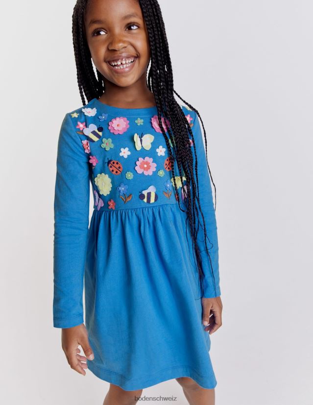 Boden Baby Flatterkleid aus Jersey VH86PT3384 Kleidung Penzanceblaues Blumenmuster