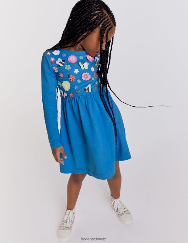 Boden Baby Flatterkleid aus Jersey VH86PT3384 Kleidung Penzanceblaues Blumenmuster