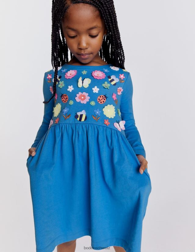 Boden Baby Flatterkleid aus Jersey VH86PT3384 Kleidung Penzanceblaues Blumenmuster