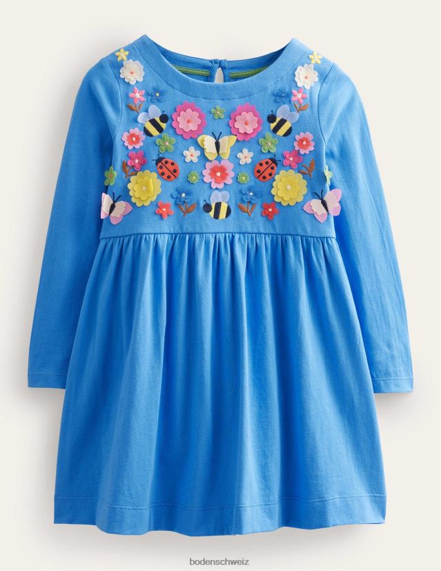 Boden Baby Flatterkleid aus Jersey VH86PT3384 Kleidung Penzanceblaues Blumenmuster