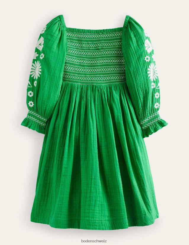Boden Baby Gewebtes Kleid mit gesmoktem Oberteil VH86PT346 Kleidung Schulgrüne Gänseblümchen
