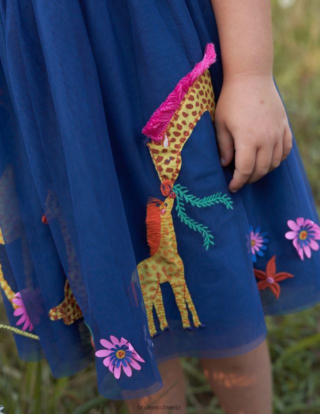 Boden Baby Kleid aus Tüllmix mit Applikationen VH86PT370 Kleidung Saphir- und Vanillestreifen