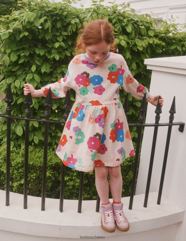 Boden Baby Lässiges, bedrucktes Sweatkleid VH86PT361 Kleidung mehrfarbiges abstraktes Blumenmuster