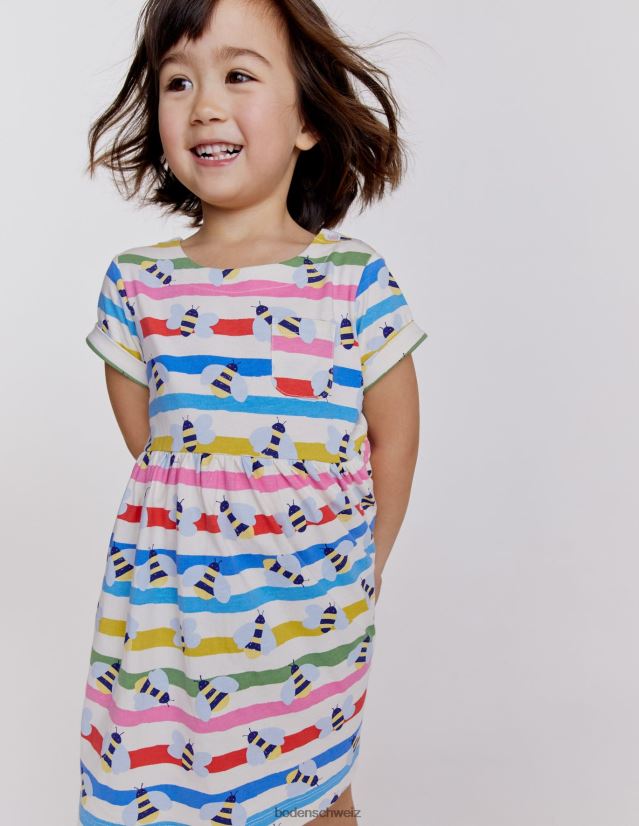 Boden Baby Lustiges Jerseykleid mit kurzen Ärmeln VH86PT3480 Kleidung Biene mit mehreren Streifen