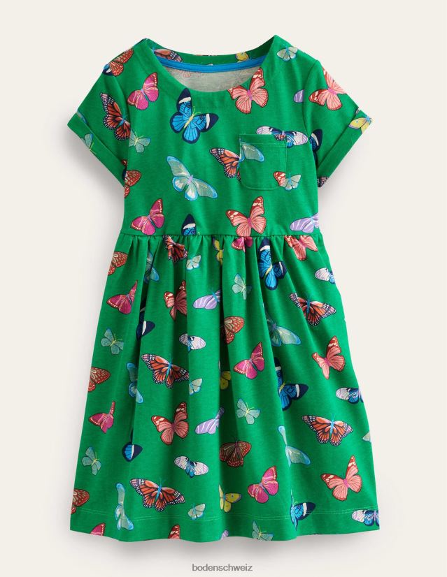 Boden Baby Lustiges Jerseykleid mit kurzen Ärmeln VH86PT349 Kleidung Wiesengrüne Schmetterlinge