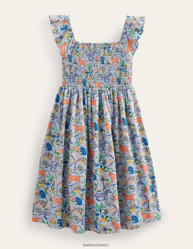 Boden Baby Midikleid aus gerafftem Jersey VH86PT371 Kleidung Surfblauer tropischer Garten