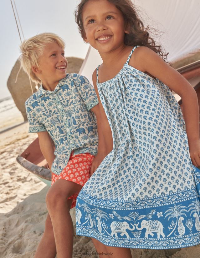 Boden Baby Trägerkleid aus geflochtenem Jersey VH86PT369 Kleidung Inselblauer Goa-Saum