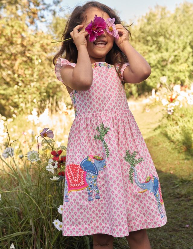 Boden Baby Webkleid mit Applikationen VH86PT367 Kleidung Pflaumenblüten-Holzschnitt