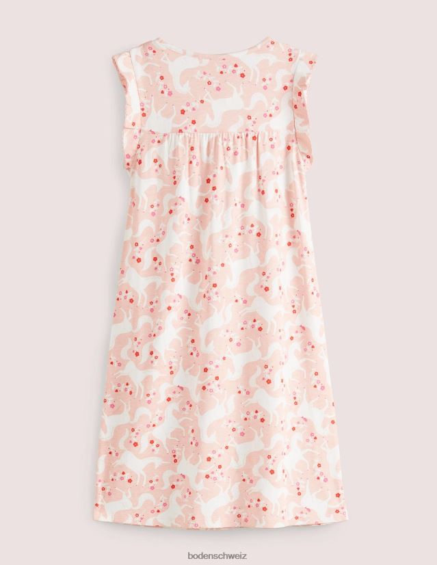 Boden Baby Bedrucktes kurzärmeliges Nachthemd VH86PT528 Kleidung Boto rosa Einhorn mit Blumenmuster
