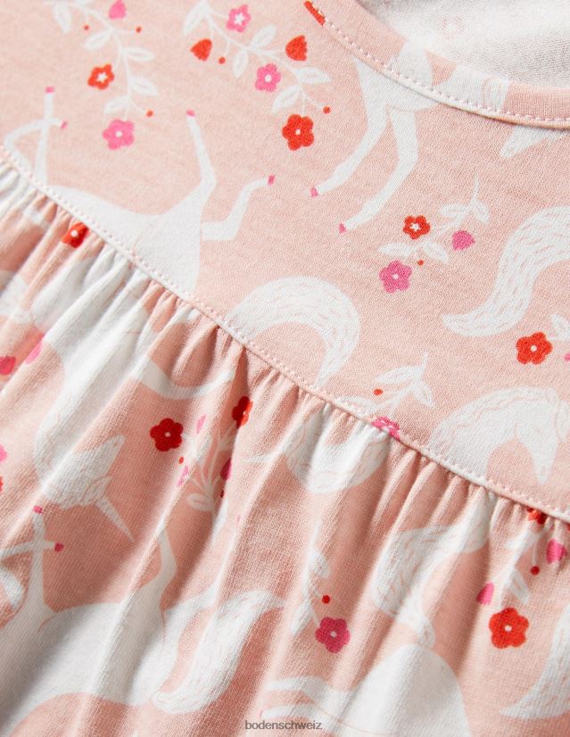 Boden Baby Bedrucktes kurzärmeliges Nachthemd VH86PT528 Kleidung Boto rosa Einhorn mit Blumenmuster