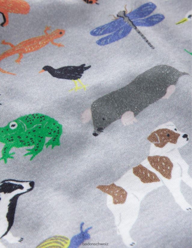 Boden Baby Gemütlicher Single-Long-John-Pyjama VH86PT527 Kleidung Naturlehrpfad aus grauem Mergel