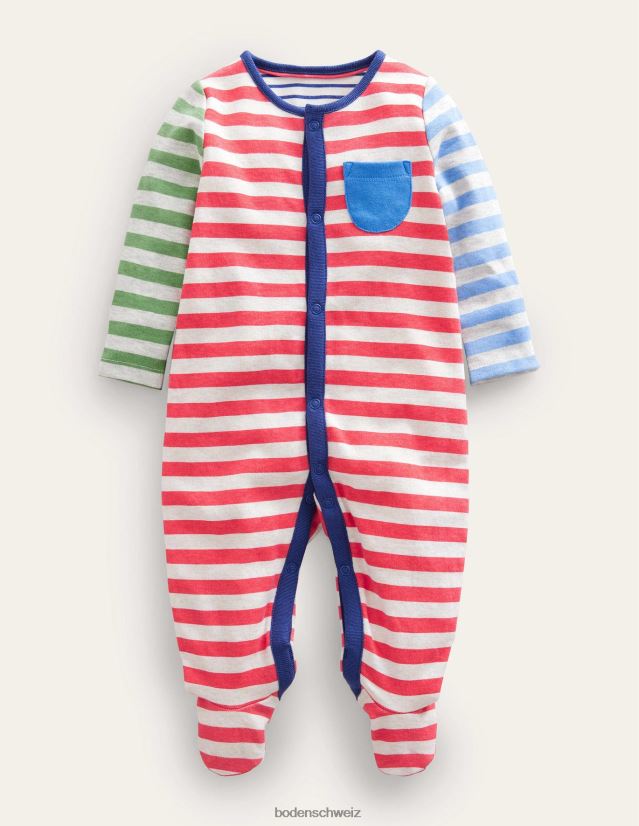 Boden Baby Gots Hotchpotch-Schlafanzug VH86PT3347 Kleidung heller Mehrstreifen